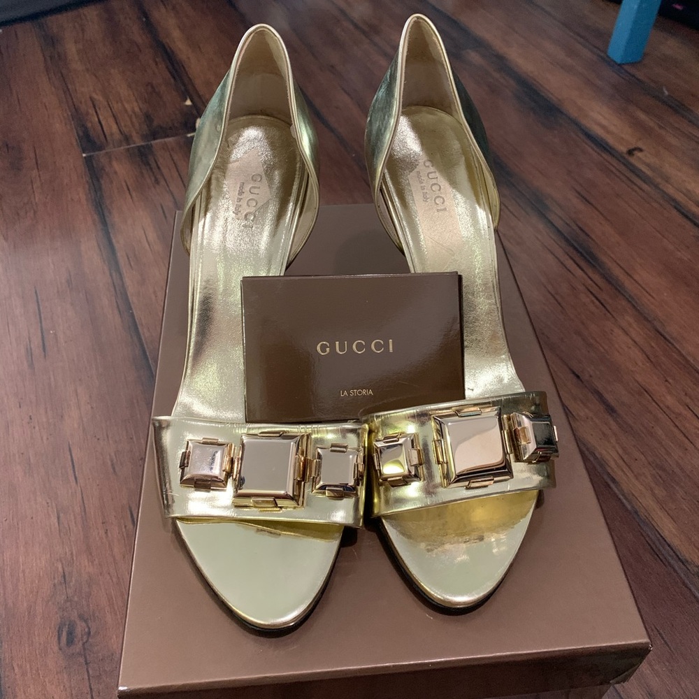Gucci gold dress sandals